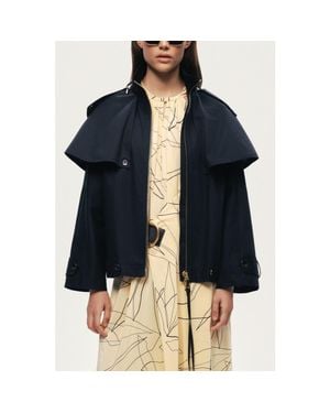 Nocturne Hooded Short Trench Jacket - Blue