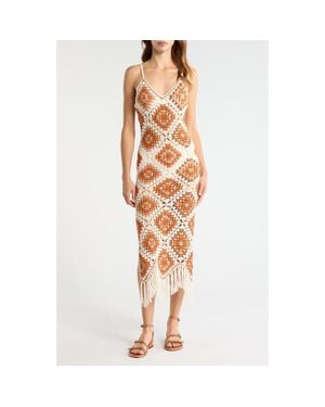 Elan Crochet Maxi Cover-Up Dress - Metallic