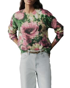 Next Floral Print Crewneck Sweater - Gray