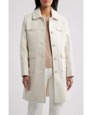 Cece Textured Flap Pocket Coat - Natural