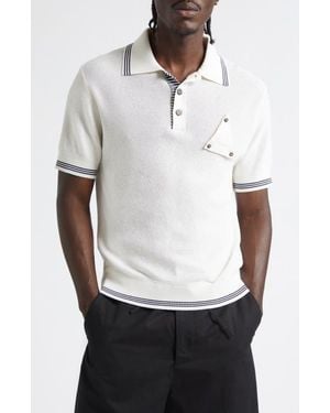 Jacquemus Le Polo Voilier Sailboat Patch Silk & Cotton Polo - White