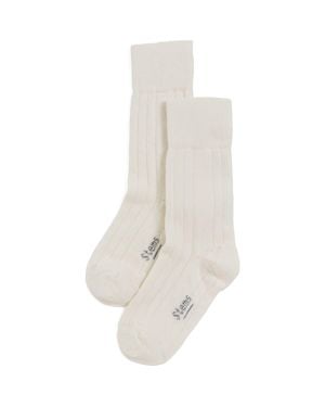 Stems Stretch Cashmere Crew Socks - White