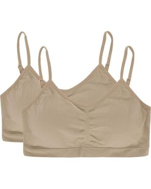 Memoi 2 Pair Pack Gathered Front Cup Training Bra - Brown