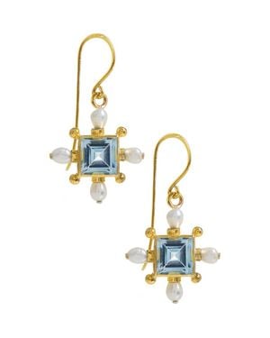 freya rose Topaz Cross Earrings - Blue