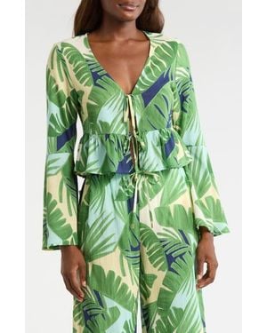 Sanctuary Crinkled Side Slit Cover-Up Pants - Green
