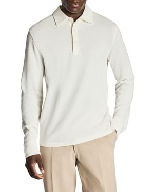 Jack Victor Long Sleeve Organic Cotton Polo - White