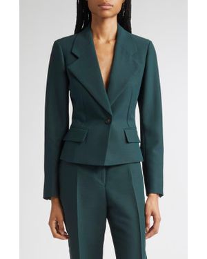 Ferragamo One-Button Crop Blazer - Green