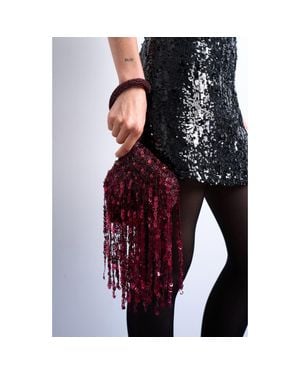TOPSHOP Giana Sequin Tassel Top Handle Bag - Red