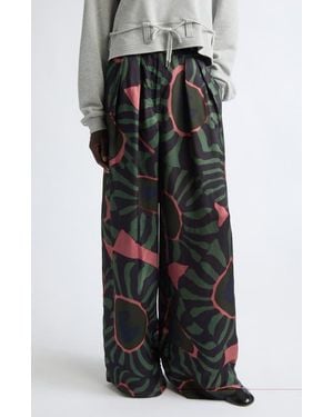 Dries Van Noten Pamplona Pleated Wide Leg Pants - Black