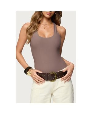 Edikted Svana Scoop Neck Racerback Bodysuit - Gray