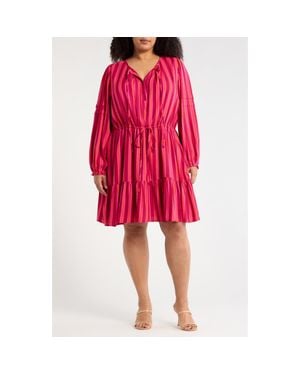Sugarlips Clarisa Stripes Lomie Long Sleeve Dress - Red