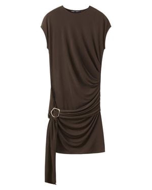 Mango Vestido Side Drape Top - Brown