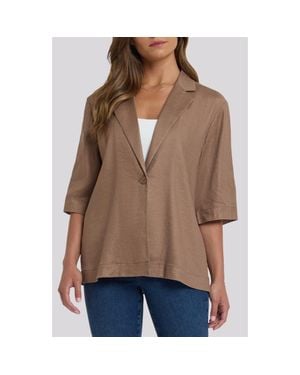 NYDJ Elbow Sleeve Linen Blend Blazer - Brown