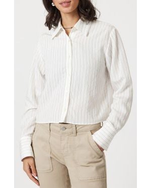 Mavi Pinstripe Crop Button-Up Shirt - White
