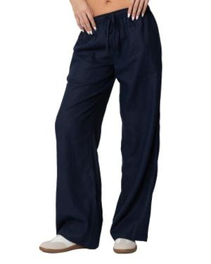 Edikted Yasmine Low Rise Linen Blend Drawstring Pants - Blue