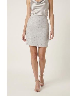 Modenaire Floral Sequin-Embroidered Skirt - Natural