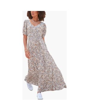 Lascana Floral Print Maxi Dress - Gray