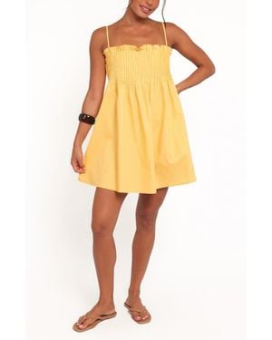 Petal & Pup Carson Pintuck Pleat Cotton Minidress - Yellow