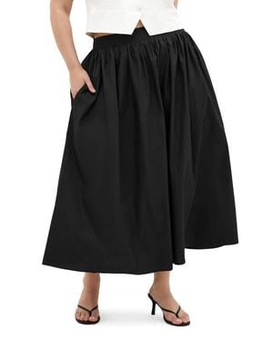 City Chic Maci Cotton Midi Skirt - Black