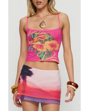 Princess Polly Palm Dreams Sequin Detail Graphic Tank - Pink