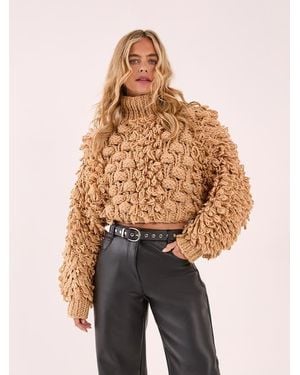 Nasty Gal High Neck Cropped Sweater - Natural