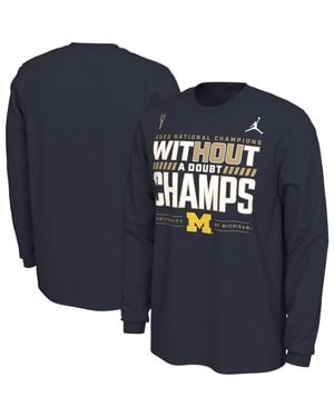 Nike Michigan Wolverines College Football Playoff 2023 National Champions Locker Room Long Sleeve T-Shirt - Blue