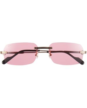 Cartier 59Mm Rimless Rectangular Sunglasses - Pink