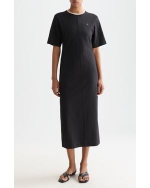 Scotch & Soda Stretch Cotton T-Shirt Midi Dress - Black