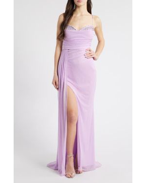 Jump Apparel Glitter & Rhinestone Gown - Purple