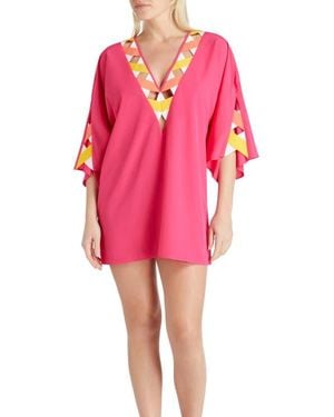 VALIMARE Mallorca Cross Bandage Cover-Up Tunic Dress - Pink