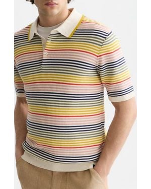 Scotch & Soda Tonal Stripe Cotton Polo Sweater - Multicolor