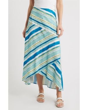 City Blues Spliced Print Maxi Skirt - Blue