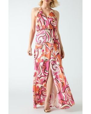 Marciano Carmen Sleeveless Halter Maxi Dress - Red