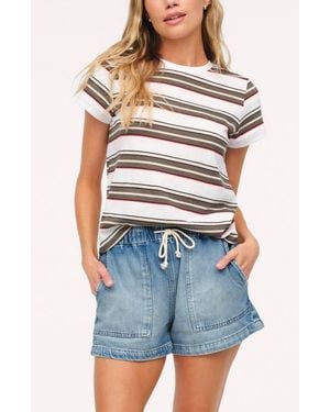 nuuds Perfect Stripe Cotton Jersey Blend T-Shirt - Blue