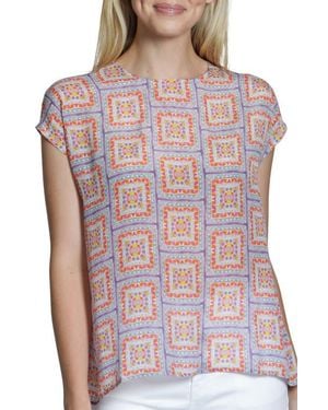 Apny Print Cap Sleeve Shell - Red