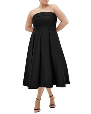 City Chic Tiffany Strapless Fit & Flare Dress - Black
