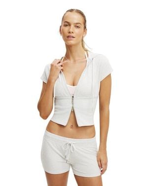 Cotton On Active Sculpt Fleece Cap Sleeve Zip Through - White