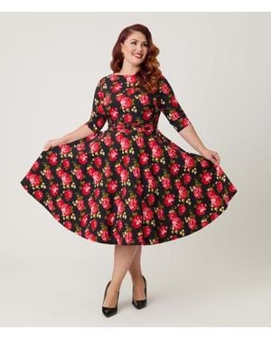 Unique Vintage Plus Size Devon Swing Dress - Red