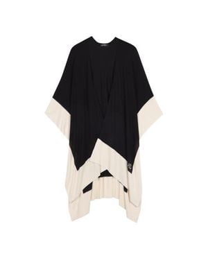 Ralph Lauren Tissue Weight Ruana With Border - Black