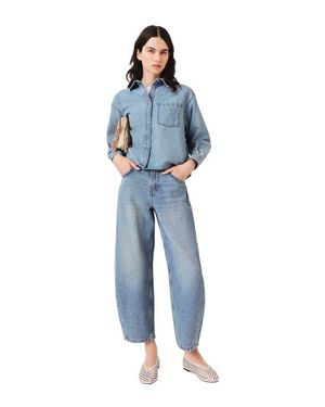 Maje Denim Shirt With Logo - Blue