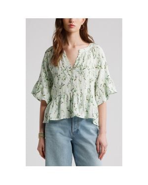 Treasure & Bond Ruffle Peplum Top - Green
