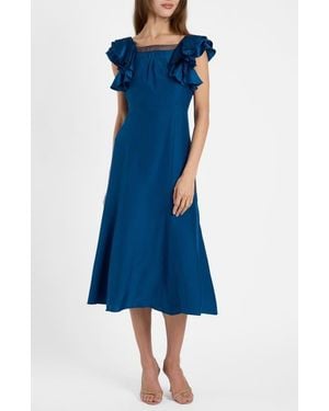 Santorelli Yeda Fit And Flare Midi Dress - Blue