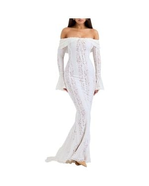 knee length dresses for ladies House of Cb Seren Maxi Gown Ivory – shortandsweethire main image 1
