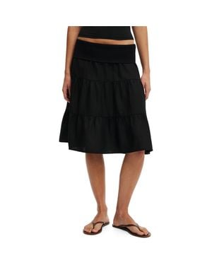 Cotton On Haven Fold Over Midi Skirt - Black