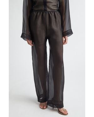 GIA STUDIOS Lisse Silk Organza Straight Leg Pants - Black