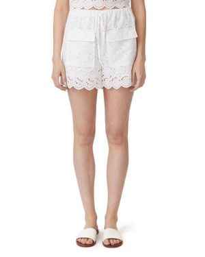 Habitual Embroidered Eyelet Cotton Cargo Shorts - White