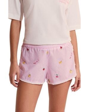 Etam Brisa Cotton Pajama Shorts - Pink