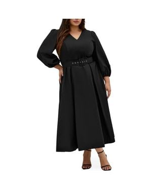 City Chic Kaiya Belted Cotton Dress - Black