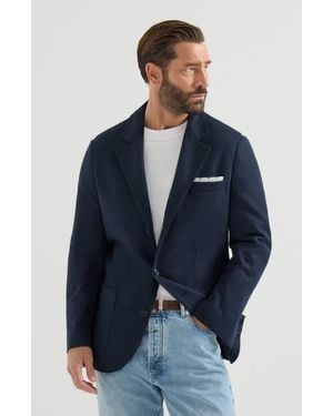 Brunello Cucinelli Cashmere Jersey Blazer With Patch Pockets - Blue