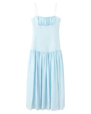 Mango Ruched Sleeveless Maxi Dress - Blue
